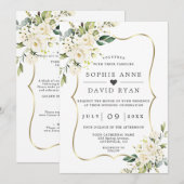 Charm White Flowers Gold in één huwelijk Kaart (Voorkant / Achterkant)