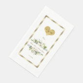 Charm White Flowers Gold Monogram Weddenschap Servet (Hoek)
