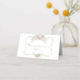 Charm White Flowers Gold Wedingstabel Number Plaatskaartje