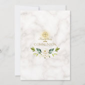 Charm White Flowers Marble Gold Heilige Communie Kaart (Achterkant)