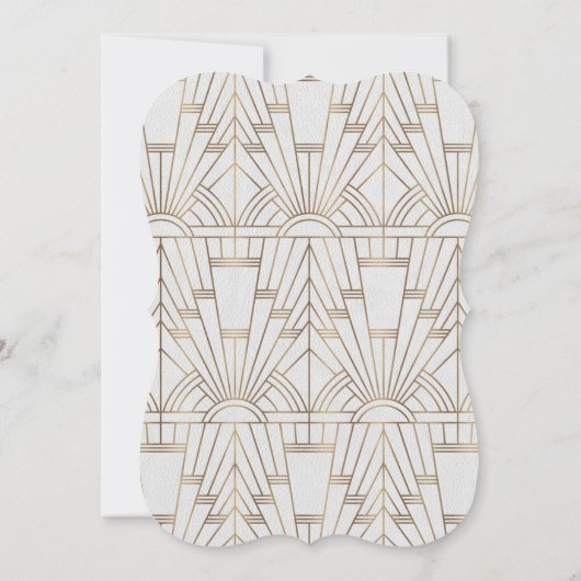 Charm White Gold Great Gatsby Art Deco Sweet 16 Kaart (Achterkant)