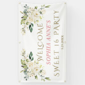 Charm White Ivory Floral Sweet!6 Welkomstteken Spandoek (Verticaal)