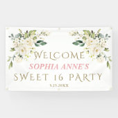 Charm White Ivory Floral Sweet!6 Welkomstteken Spandoek (Horizontaal)