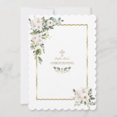 Charm White Lilies Roos Gold Girl Christening Kaart (Achterkant)