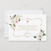 Charm White Magnolia Foto Meisje Doop Bedankkaart (Achterkant)