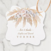Charm White Orchid Rozen Pampas Grass Wedding Bedankjes Labels (Achterkant)