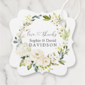 Charm White Roses Hydrangea Calligraphy Wedding Bedankjes Labels (Achterkant)