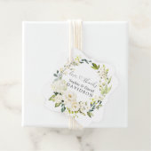 Charm White Roses Hydrangea Calligraphy Wedding Bedankjes Labels (In situ)
