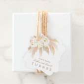 Charm White Roses Pampas Grass Gold Wedding Bedankjes Labels (In situ)