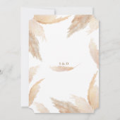 Charm White Roses Pampas Grass Gold Wedding Kaart (Achterkant)