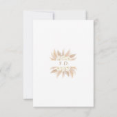 Charm White Roses Pampas Grass Gold Wedding RSVP Kaartje (Achterkant)
