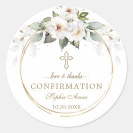 Charm Wild White Roses Gold Cross bevestiging Ronde Sticker