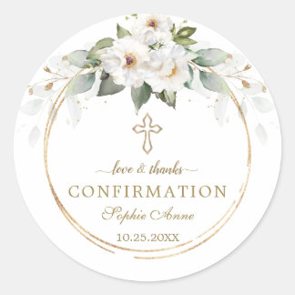 Charm Wild White Roses Gold Cross bevestiging Ronde Sticker