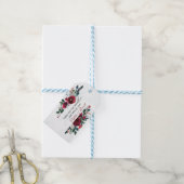 Charm Winter Burgundy Floral Pine Lijst Wedding Cadeaulabel (Met Touw)