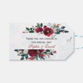 Charm Winter Burgundy Floral Pine Lijst Wedding Cadeaulabel (Voorkant (Horizontaal))
