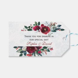 Charm Winter Burgundy Floral Pine Lijst Wedding Cadeaulabel