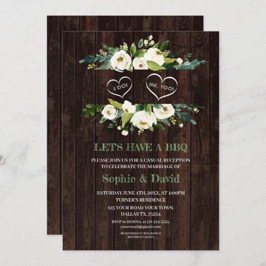 Charm Wit Bloem Kader Schuur I DO BBQ Kaart (Voorkant / Achterkant)