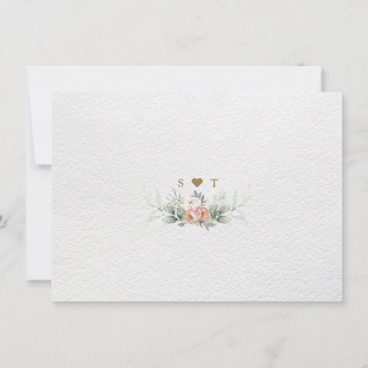 Charm Wit Stoffig Roos Bloemen Gouden Bruiloft Save The Date (Achterkant)