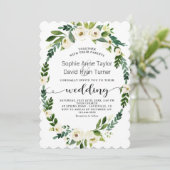 Charm Witte Bloeiende Bloemen Handschrift Huwelijk Kaart (Staand voorkant)