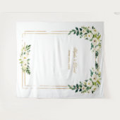 Charm Witte Bloem Gouden Frame Photo Booth Achterg Wandkleed (Voorkant (horizontaal))