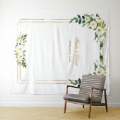 Charm Witte Bloem Gouden Lijst Photo Booth Achterg Wandkleed (In Situ (horizontaal))