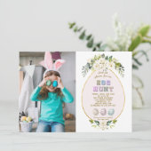 Charm Witte Bloemen Foto Paaseieren Jacht Kaart (Staand voorkant)