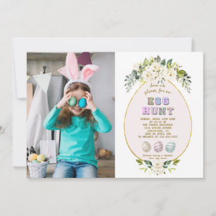 Charm Witte Bloemen Foto Paaseieren Jacht Kaart