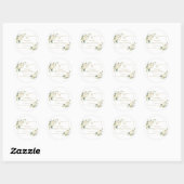 Charm Witte Bloemen Gouden Glitter Frame Doop Ronde Sticker (Vel)