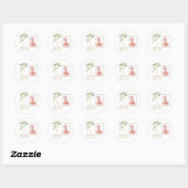 Charm witte bloemen meisje foto doop ronde sticker (Vel)