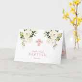 Charm Witte Bloemen Roos Gouden Kruis Foto Doop Kaart (Gele Bloem)