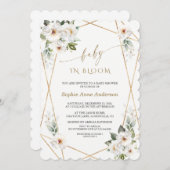 Charm Witte Bloemen Roze Goud Baby in Bloom   Kaart (Voorkant / Achterkant)