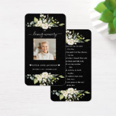 Charm Witte Bloemen Zwarte Foto Funeral Gebed Visitekaartje (Bureau)