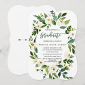 Charm Witte Bloemenkrans Handschrift AFSTUDEREN Kaart (Voorkant / Achterkant)