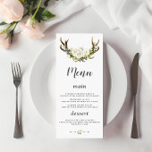 Charm Witte Crème Bloemen Antlers bruiloft Menu