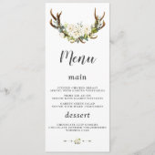 Charm Witte Crème Bloemen Antlers bruiloft Menu (Voorkant)