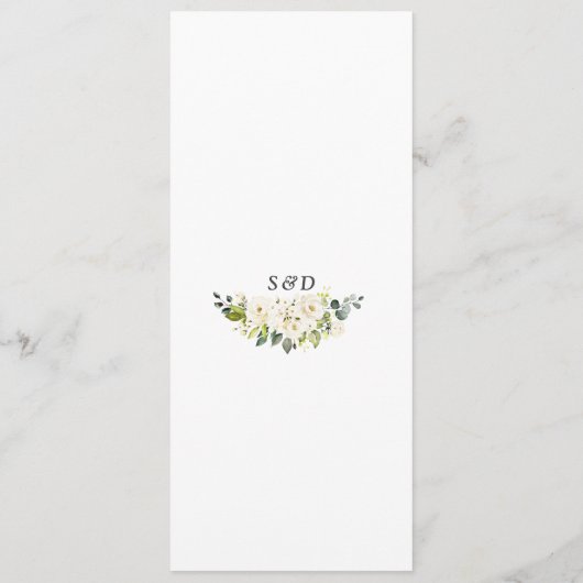 Charm Witte Crème Bloemen Antlers bruiloft Menu (Achterkant)