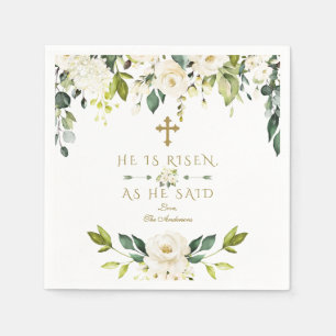Charm Witte Crème Bloemen Hij Is Gerezen Gouden Pa Servet