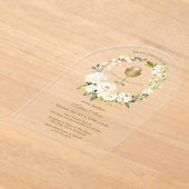 Charm Witte Crème Bloemige Eerste Heilige Communie Acryl Uitnodigingen (Laagn)