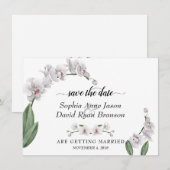 Charm Witte Orchidee Huwelijkscalligrafie Save The Date (Voorkant / Achterkant)