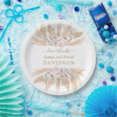 Charm Witte Rozen Pampas Gras Bruiloft Papieren Bordje (Feest)