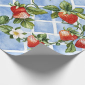 Charmant Aardbei & Bladpatroon – (2) Cadeaupapier (Hoek)