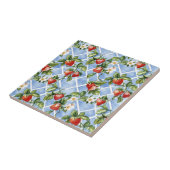 Charmant Aardbei & Bladpatroon –  (2) Tegeltje (Zijkant)