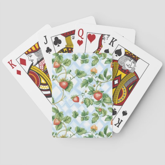 Charmant Aardbei & Bladpatroon – Pokerkaarten (Achterkant)