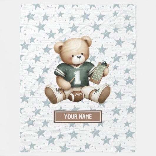 Charmant Amerikaans Football Teddy Bear Baby Gift Fleece Deken (Voorkant)