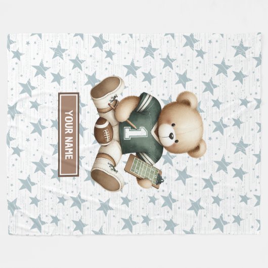 Charmant Amerikaans Football Teddy Bear Baby Gift Fleece Deken (Voorkant (Horizontaal))
