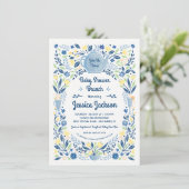 Charmant Baby shower Brunch Invitation Blue Kaart (Staand voorkant)