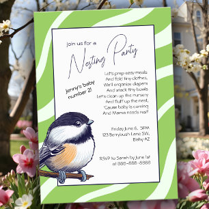 Charmant Baby shower Chickadee Green Nesting Party Kaart
