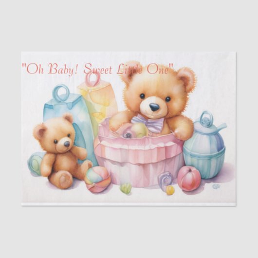 Charmant Baby shower: Pastel Hues teddyberen Tissuepapier (Voorkant)