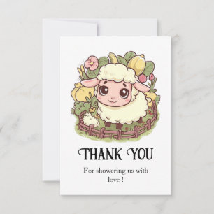 Charmant Baby shower voor kleine schapen Bedankkaart