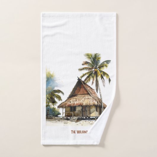 Charmant Beach House Scène Waterverf Design Bad Handdoek (Handdoek)